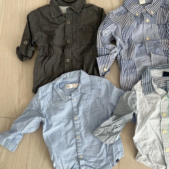 Set of 6 Boy's Toddler Long Sleeve Button Shirts & Hoodie 12-24 Months - Picture 3 of 3